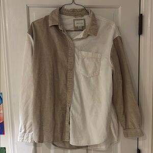 Two-Tone Corduroy Button-Up Shirt